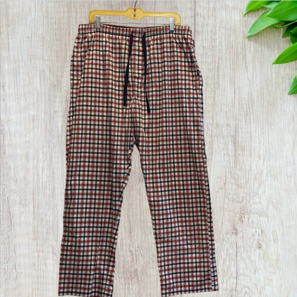 HANES -- PJ/Lounge Pants, Large Man, Red/Navy Plaid, Drawstring Waist, Pockets - Picture 1 of 8